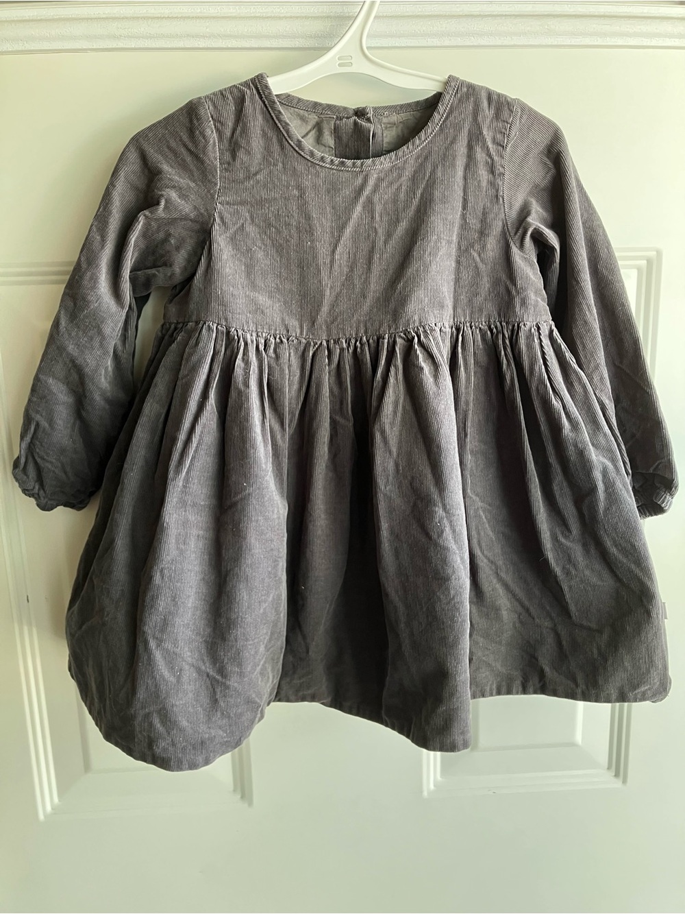 Wheat corduroy long sleeve dress grey 100% cotton 3T 3Y